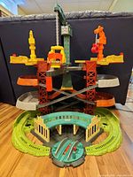 Full view of multi-level tower, spiral ramps, base roundhouse