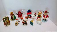 All twelve Christmas items upright for overview