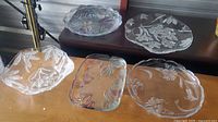 Group shot of all five pressed glass serving pieces