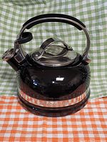Full view of black KitchenAid tea kettle front and top