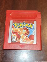 Front view of Pokemon Red cartridge showing label