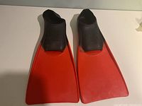 Top view of both fins showing red blades and black foot pockets