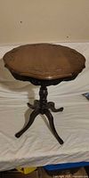 Full view of round pedestal side table