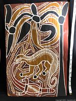 Front view of full bark painting with measuring tape