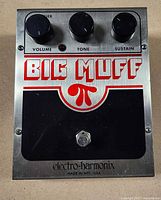 Full view of Electro-Harmonix Big Muff pedal front showing graphics and controls