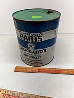Front view of Chryco-Glycol antifreeze can showing branding and condition