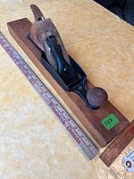 Oblique view of Stanley No.29 transitional plane with yardstick for scale