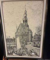 Full view of framed print showing architectural scene