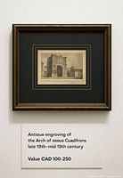 Framed engraving with mat and frame front view