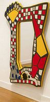 Front view of asymmetrical mosaic mirror showing full pattern and colors