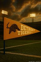 Full pennant standing upright on field showing overall design