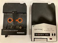 Front view of Sparkomatic adaptor (left) and Daiton tuner (right) showing controls and branding