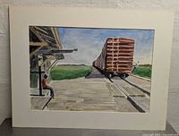 Full view of watercolour with mat board