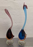 Both Murano glass bird figurines front view