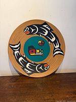 Front view of painted First Nations bowl