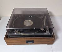 Front angled view of turntable with dust cover closed
