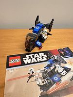 Assembled LEGO Imperial Dropship and instruction booklet front