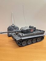 Tiger I RC tank left view with controller behind