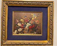 Framed floral still-life painting front view