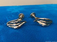Front view of both sterling leaf earrings