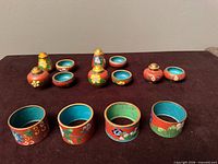 Group view of all 14 cloisonné pieces