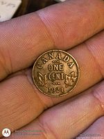 Reverse of 1921 Canada one cent coin showing denomination and date