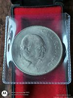 Reverse side showing Churchill portrait and lettering CHURCHILL