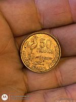 Reverse showing rooster, denomination and date