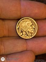 Obverse of Buffalo nickel showing Native American profile