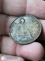 Reverse side of 1931 British penny showing Britannia and date