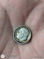 Obverse of 1959 Roosevelt dime showing date and LIBERTY motto