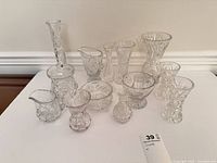 Group shot of all twelve cut-crystal pieces