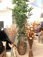 Front view of all three faux plant arrangements