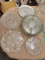 Top view of all platters and divided trays on table