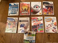 All nine Wii sports titles laid out