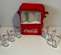 Cooler bag front with six tumblers displayed