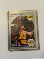Front of Vlade Divac NBA Hoops rookie card in sleeve