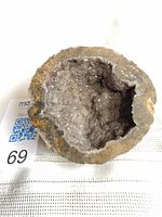 Top view of open geode showing crystal interior