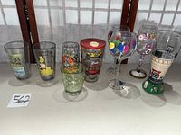 All nine novelty glasses grouped front view