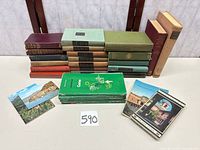 Full lot with cloth hardcovers, Michelin guides, travel booklets and postcards