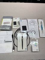 Full layout of all Silhouette CAMEO accessories on tabletop