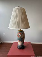 Full view of lamp with shade showing overall design
