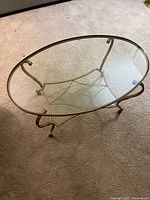 Top view of oval glass coffee table