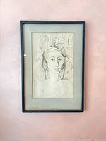 Framed ink portrait overall view