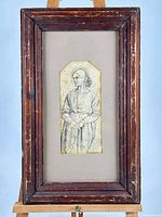 Full view of framed pencil drawing