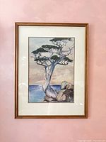 Frontal view of framed watercolour painting