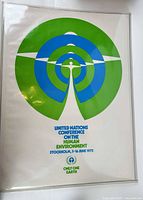 Full view of UN Human Environment poster in protective sleeve