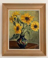 Full view of framed sunflower painting