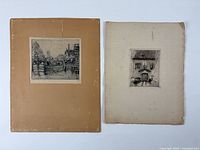 Both etchings on mounts side by side