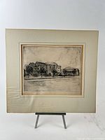 Front view of matted etching on stand